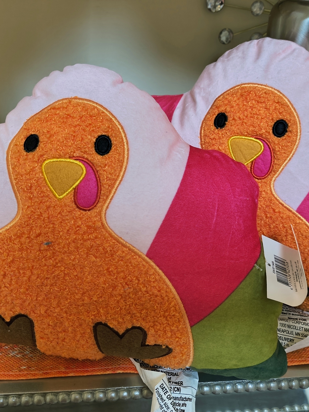 2pcs Turkey Plush Decorative Embroidered Throw Pillows. New